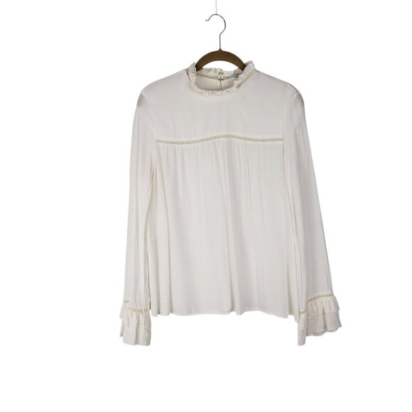 & Other Stories Frilled Blouse Ivory Crepe Long Sleeve Romantic Modest Size 8 - Picture 1 of 12